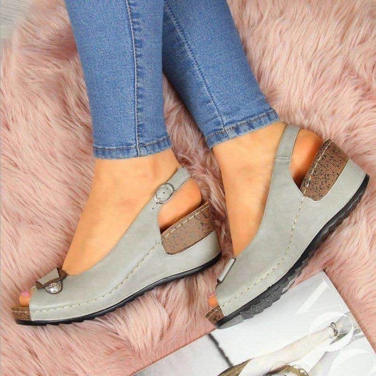 Womens Plus Size Blue Sandals with Genuine Leather Lining Party Shoes for Girls product view