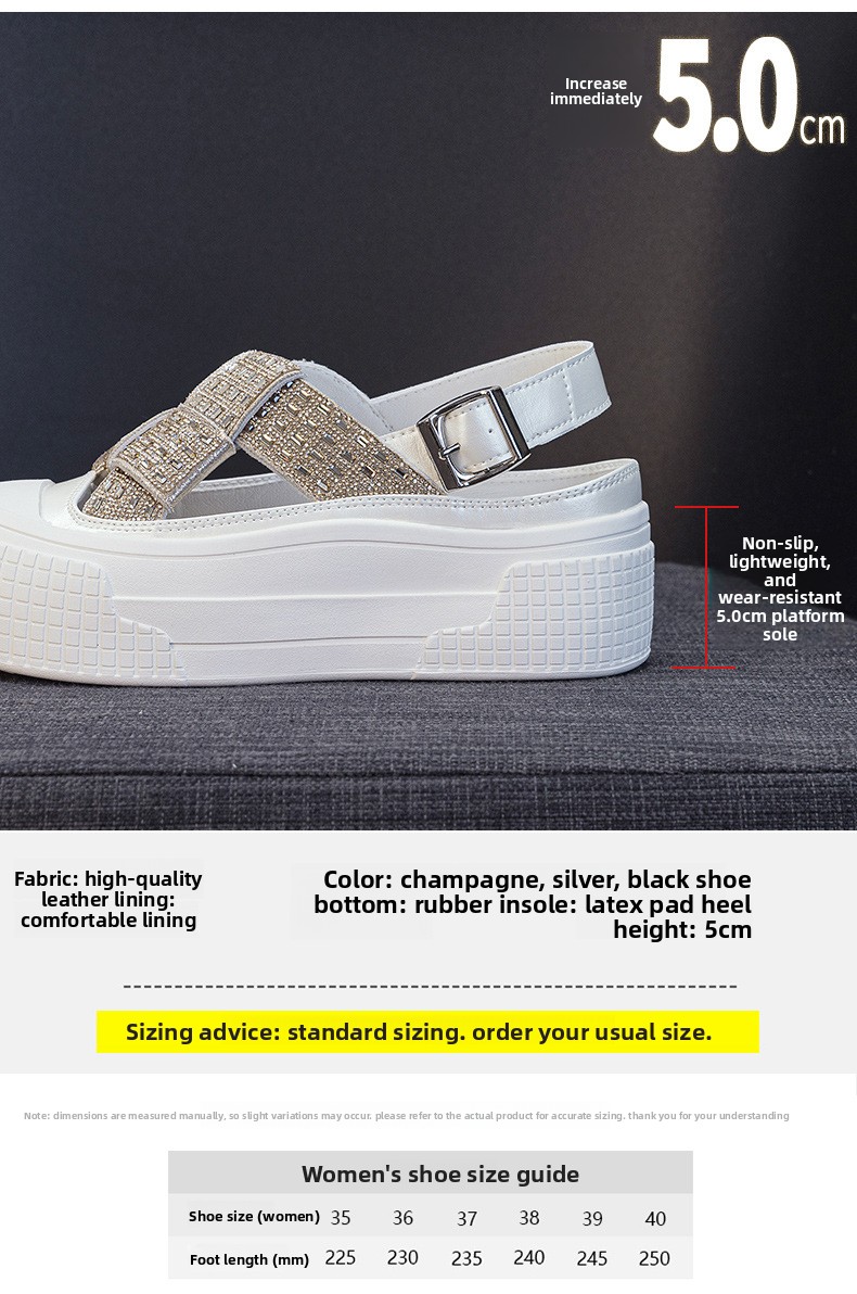 Womens Platform Sandals SlipOn Minimalist Summer New ClosedToe Bestseller Rhinestone HollowOut Breathable detail