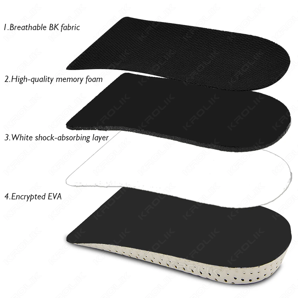 Height Increase Half Shoe Insoles Heel Insert Sports Shoes Pad Cushion Arch Support Unisex 25 CM Invisible Heighten Sole Insole product view