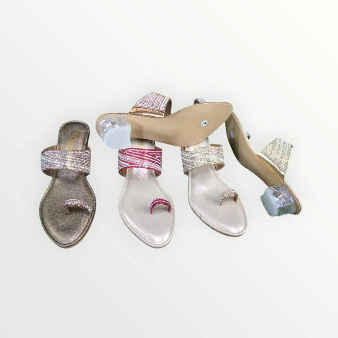 Womens peach Work Toe Ring Sandals detail