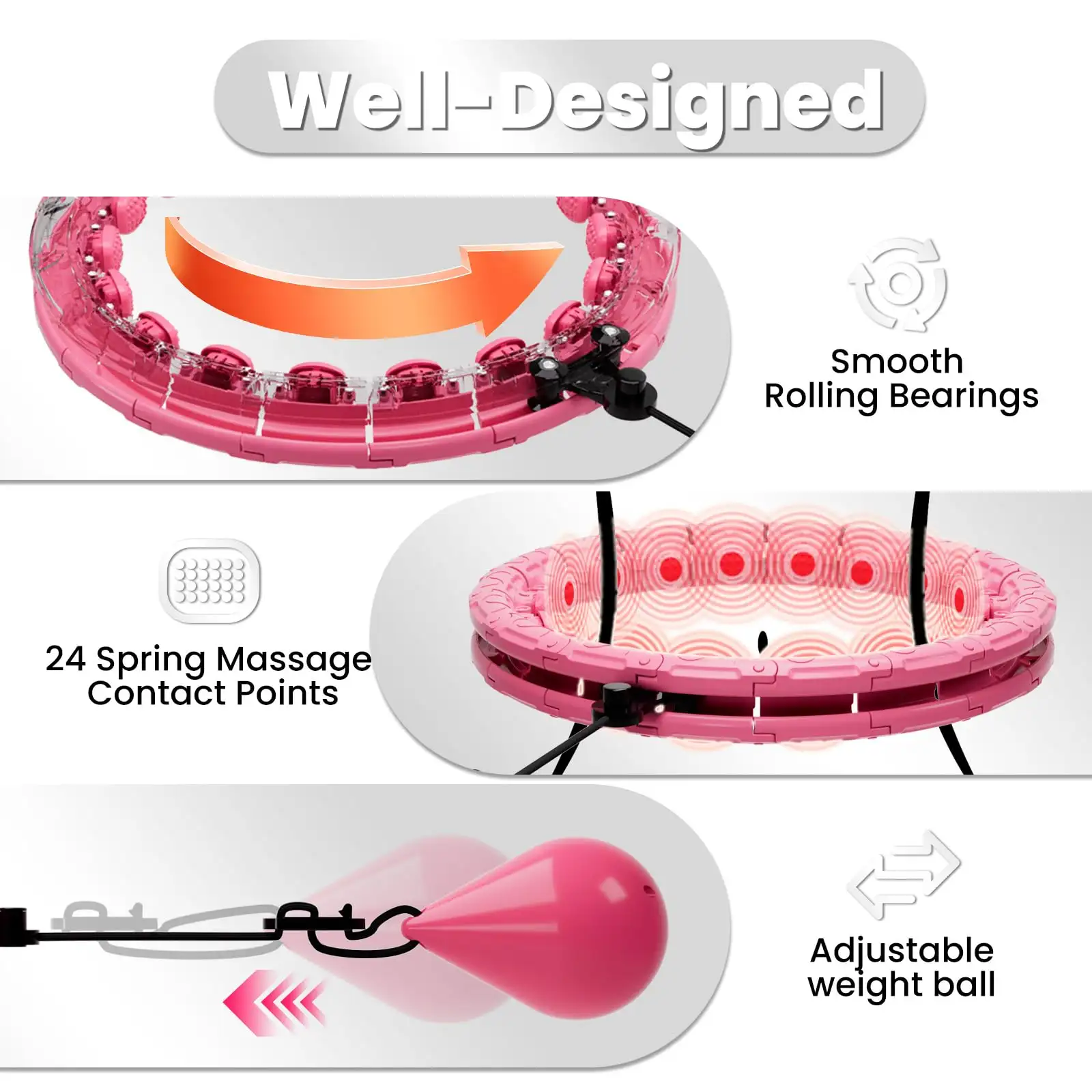 24 Adjustable Sport Hoops Thin Waist Exercise Detachable Massage Hoops Fitness Equipment Gym Home Training Weight Loss product view