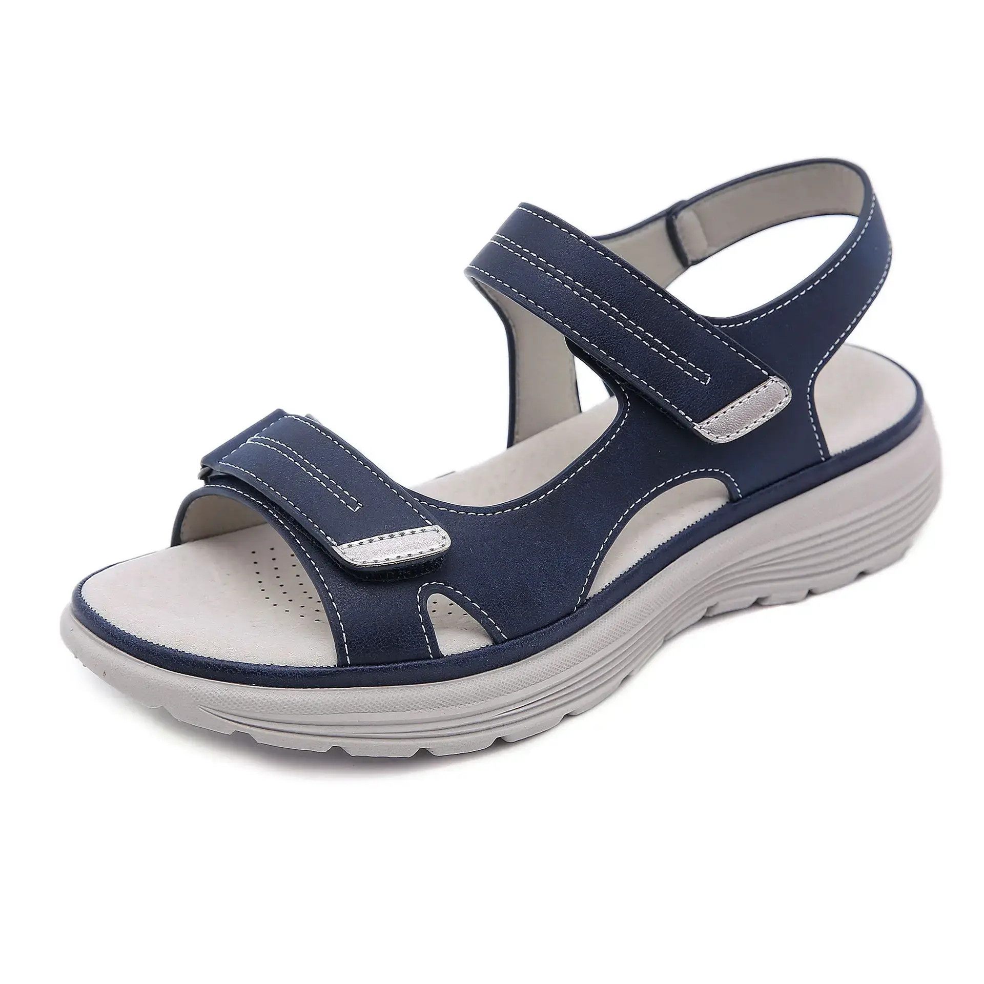 Summer 2023 New Genuine Leather Dance Women's Sports Style Slope Heel Lightweight Large Slippers Women Sandals for Men