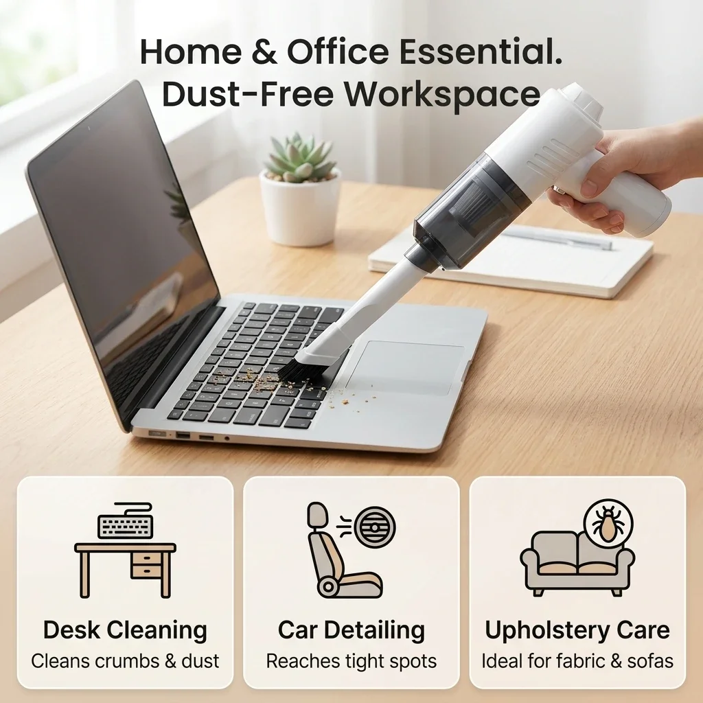 Portable Mini Wireless Vacuum Cleaner USB Rechargeable High Power Handheld Vacuum For Auto Car Home Desktop Computer Dust Cleaning product view