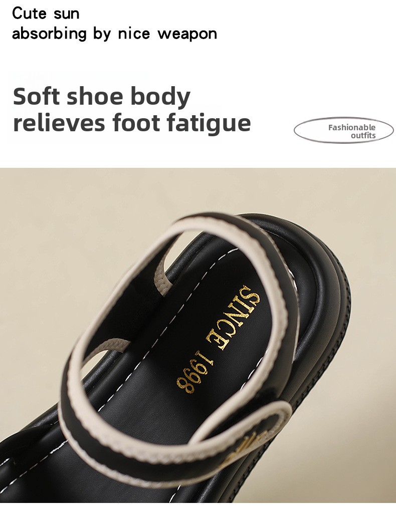 Soft Cushioned Platform Toe Casual Roman Sandals Women Summer Outdoor New Style Featuring Velcro Straps detail