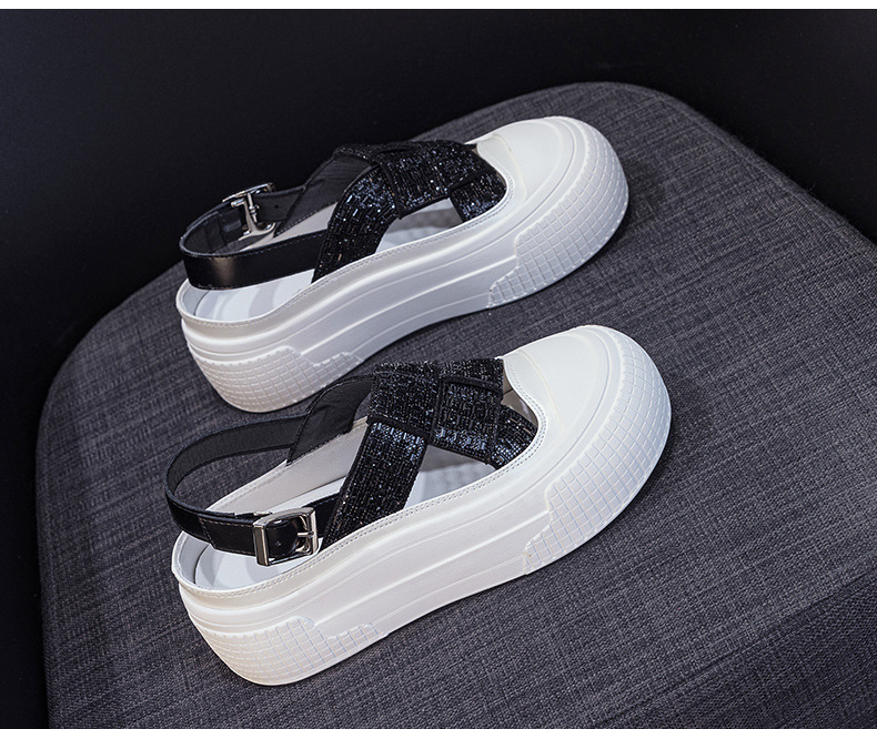 Womens Platform Sandals SlipOn Minimalist Summer New ClosedToe Bestseller Rhinestone HollowOut Breathable detail