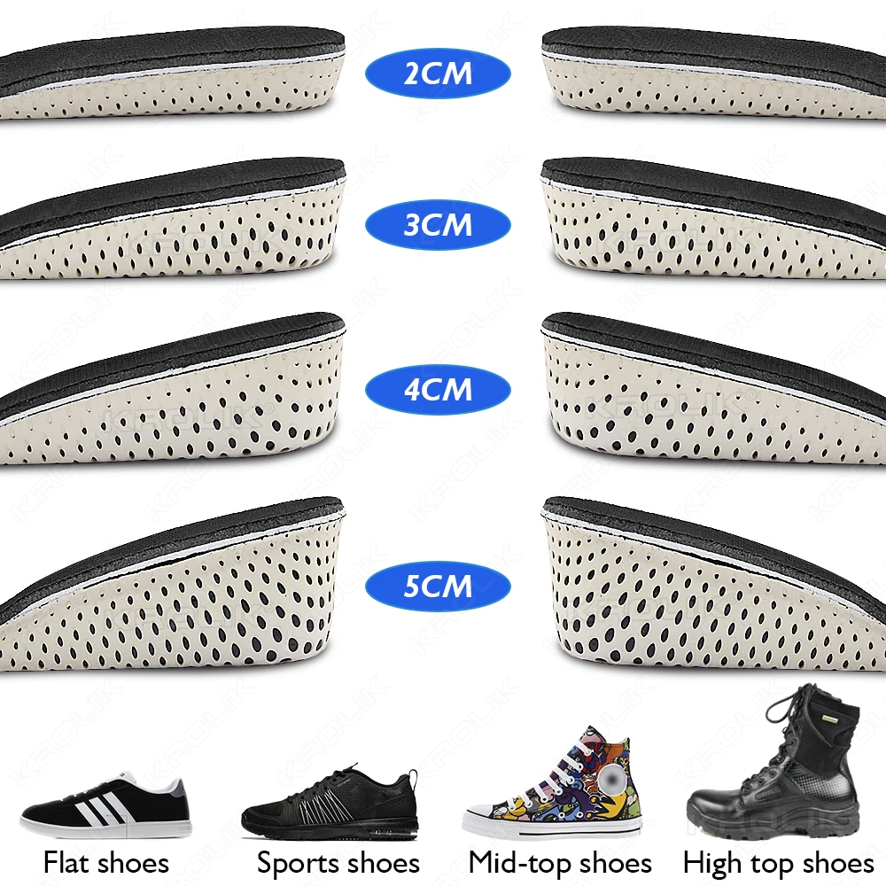 Height Increase Half Shoe Insoles Heel Insert Sports Shoes Pad Cushion Arch Support Unisex 25 CM Invisible Heighten Sole Insole product view
