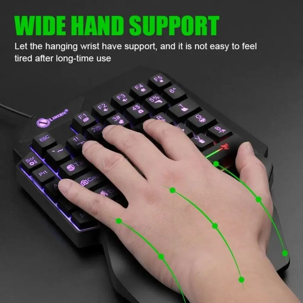 Mini One Handedly Keyboard USB Luminous Single Hand Keyboard 35 Keys Ultraslim Gaming Mechanical Keyboard Desktop PC detail