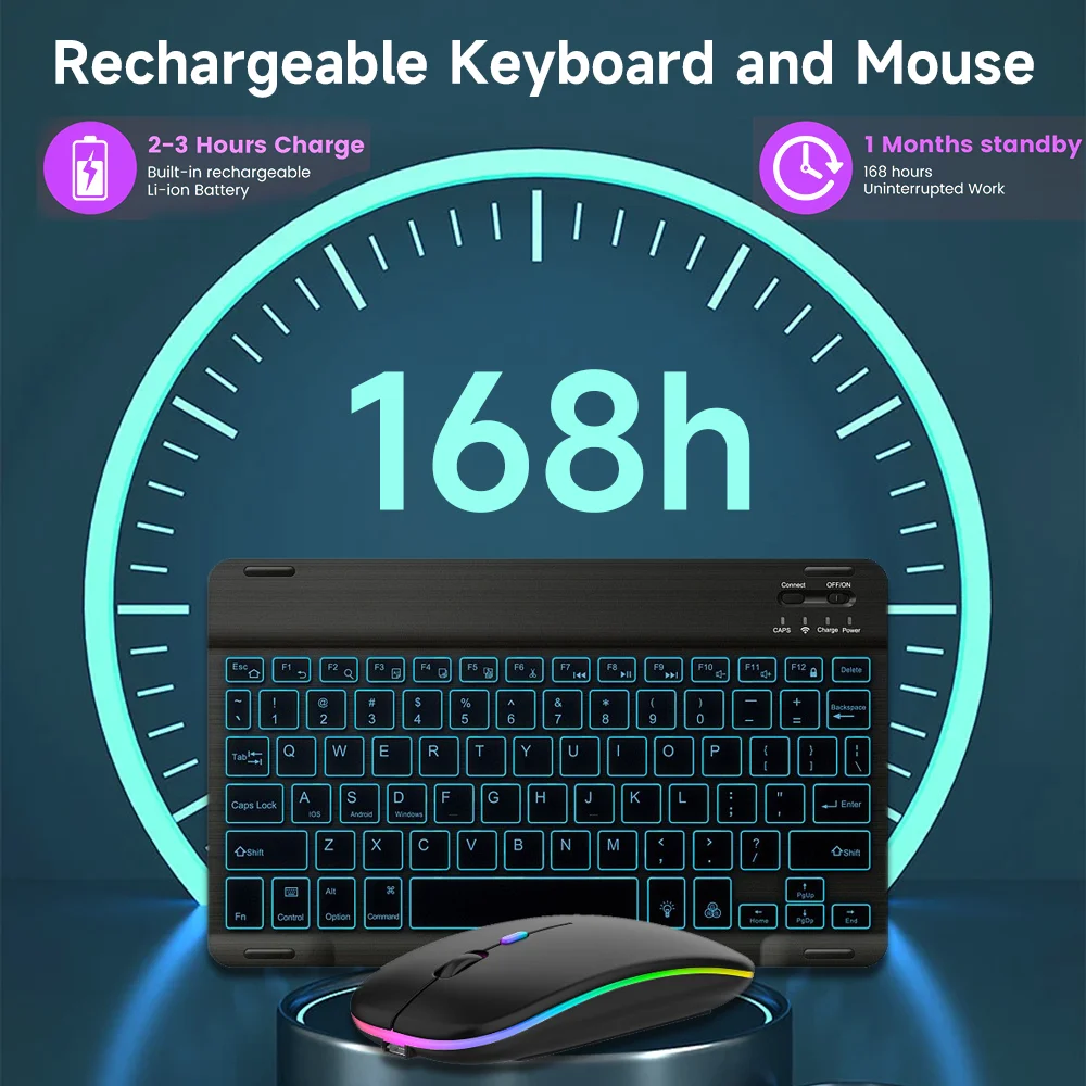 Wireless Bluetooth Keyboards For Mini Backlight Keyboard For Tablet Keyboard and Mouse detail
