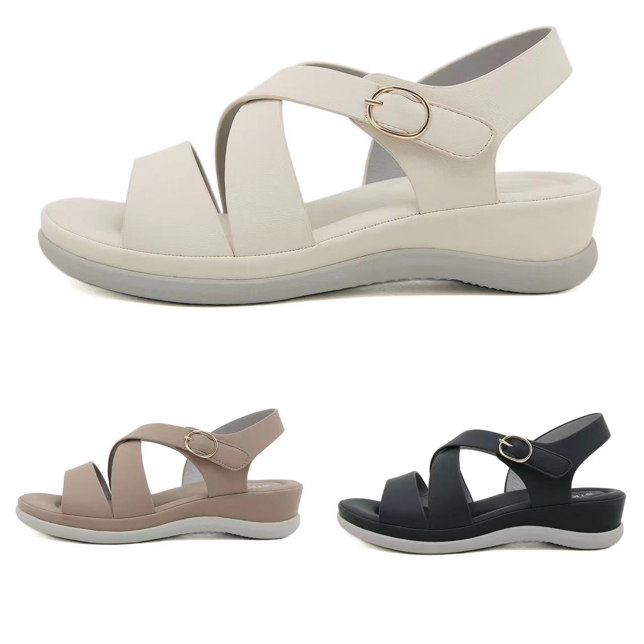 New Wholesale Womens Fashionable and Generous Large Size Thicksoled Beach Sandals Breathable Vintage Fashion Shoes Women product view