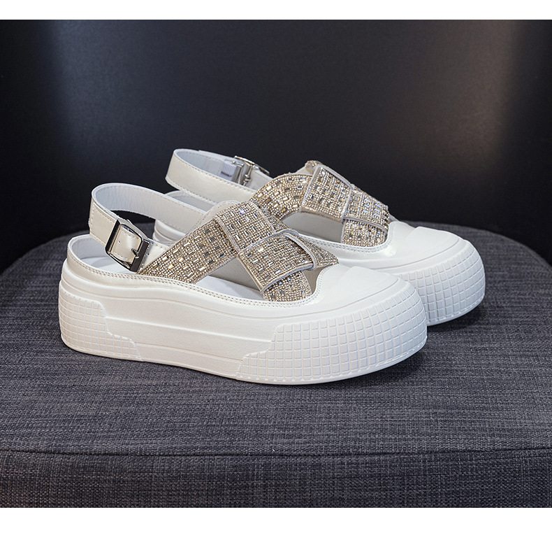 Womens Platform Sandals SlipOn Minimalist Summer New ClosedToe Bestseller Rhinestone HollowOut Breathable detail