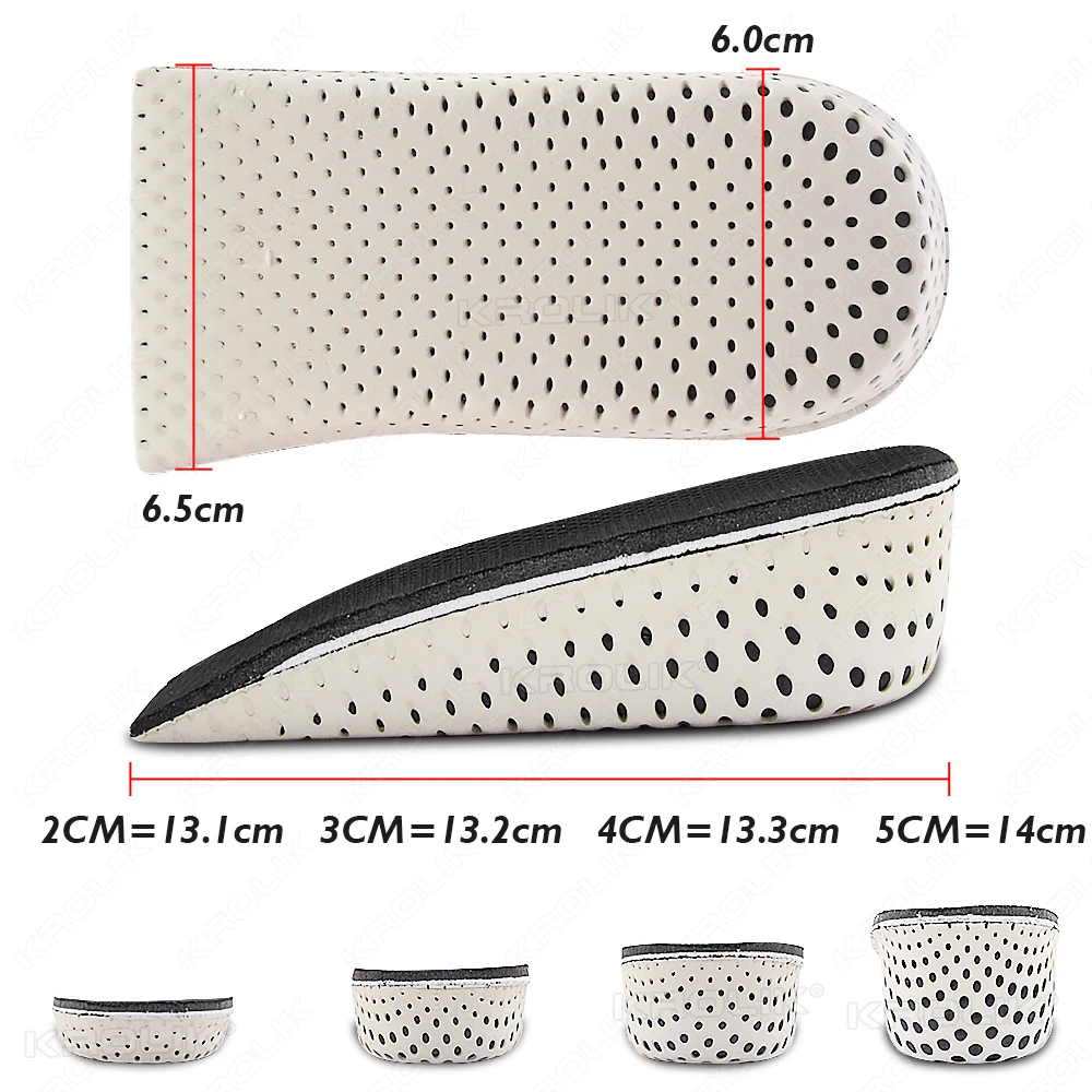 Height Increase Half Shoe Insoles Heel Insert Sports Shoes Pad Cushion Arch Support Unisex 25 CM Invisible Heighten Sole Insole detail