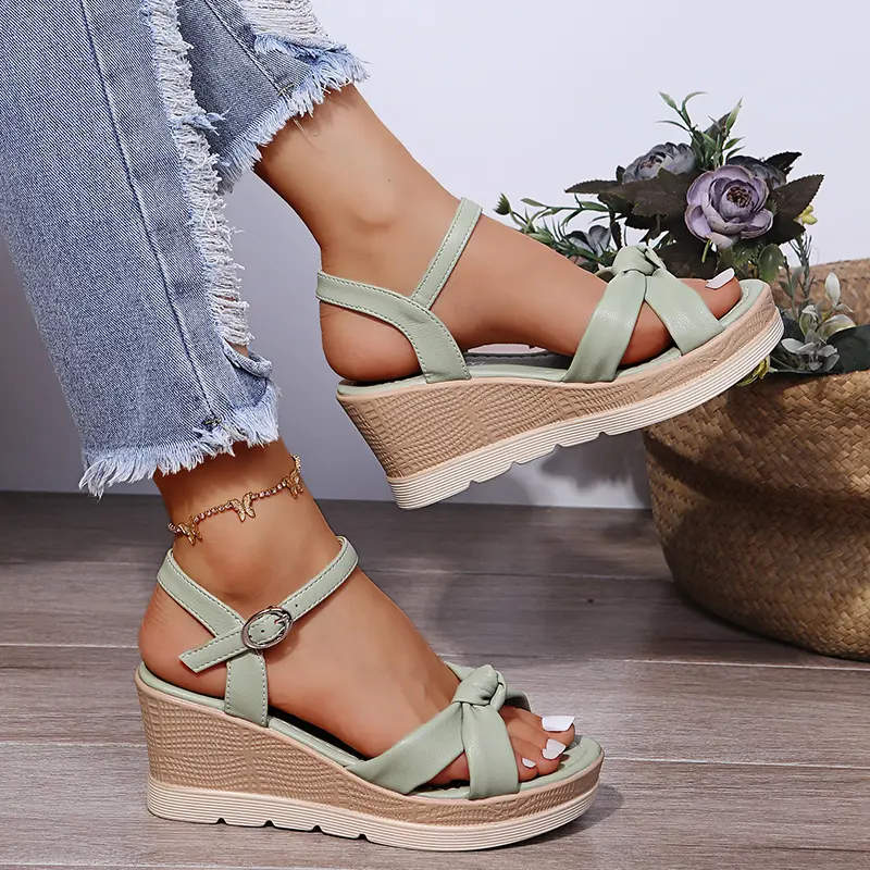 Fashion Women Platform High Heels Sandals Wedges Open Toe Dress Bow Shoes Female Slippers Walking Slides Mujer Pumps