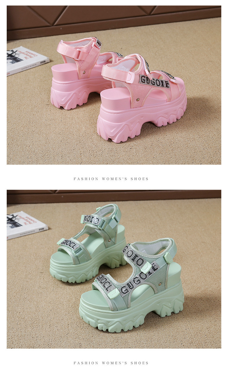 Top Quality Original Luxury Women Platform Heeled Sandals Height Increase Women Sports Sandals Diamond Logo Custom Sandals detail