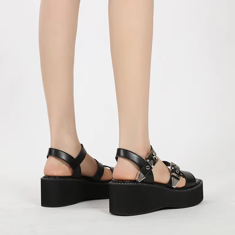 Womens Chunky Platform Open Toe Sandals with Extra Thick Cushioned Rubber Sole product view