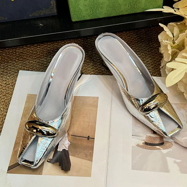 Silver Slope Heel Peep Top Sandals Fashion Open Toe Slippers Banquet Party Woman Shoes 3542 Urban Beauty Sandals detail