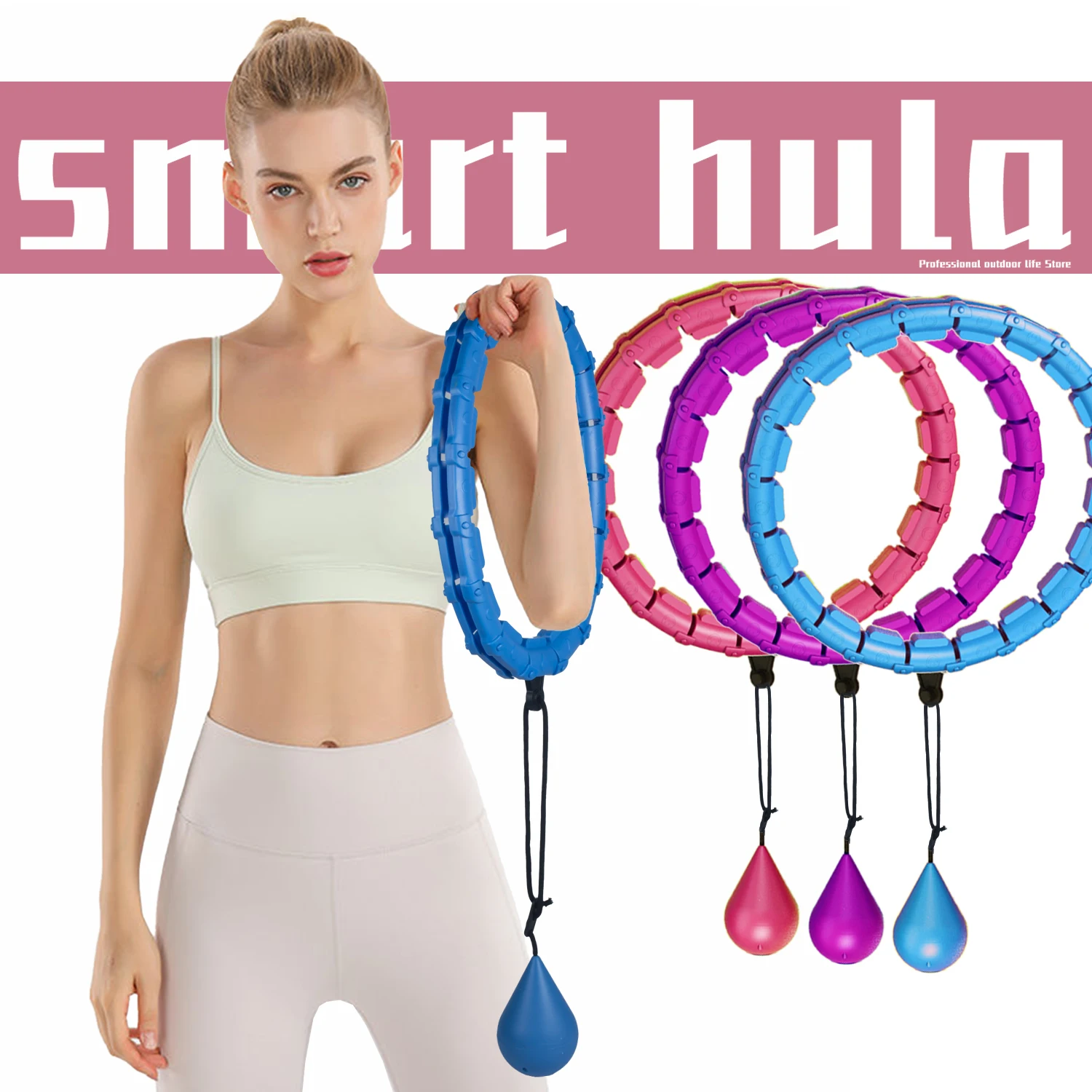 32202428 Adjustable Sport Hoops Thin Waist Exercise Detachable Massage Hoops Fitness Equipment Gym Home Training Weight Loss detail