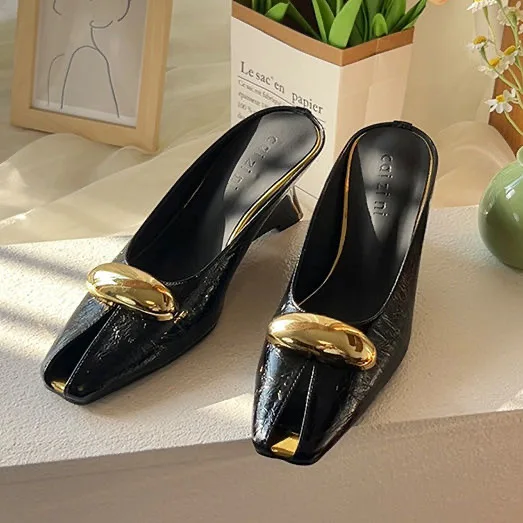 Silver Slope Heel Peep Top Sandals Fashion Open Toe Slippers Banquet Party Woman Shoes 3542 Urban Beauty Sandals detail
