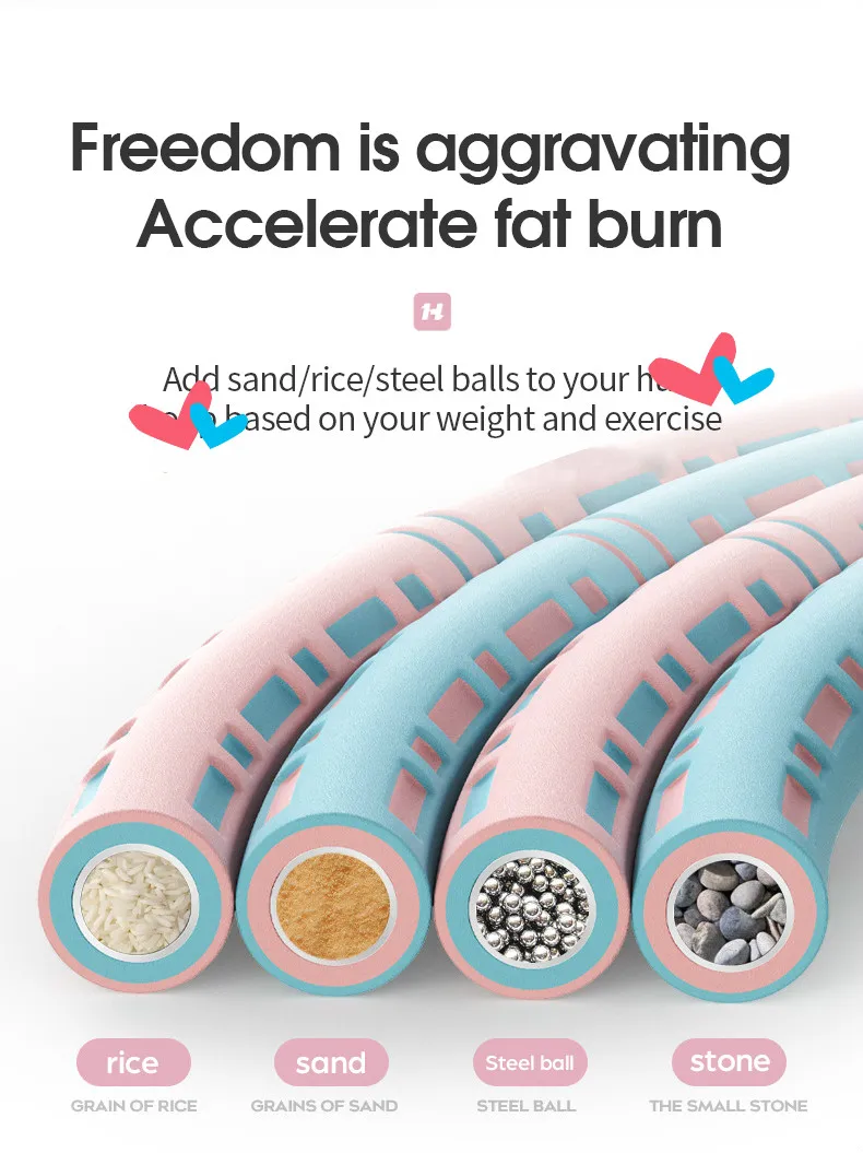 Good Quality Custom Hoop Weight Loss Adjustable Exercise Hula Ring Hoop Fitness Weighted Hula Ring Hoops for Adults detail