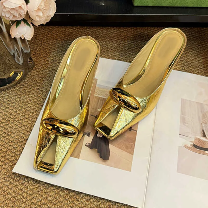Silver Slope Heel Peep Top Sandals Fashion Open Toe Slippers Banquet Party Woman Shoes 3542 Urban Beauty Sandals detail