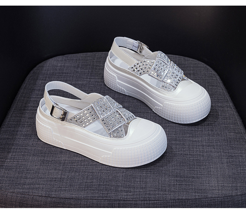 Womens Platform Sandals SlipOn Minimalist Summer New ClosedToe Bestseller Rhinestone HollowOut Breathable detail