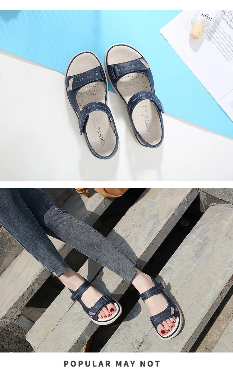 Summer New Genuine Leather Dance Womens Sports Style Slope Heel Lightweight Large Slippers Women Sandals for Men detail