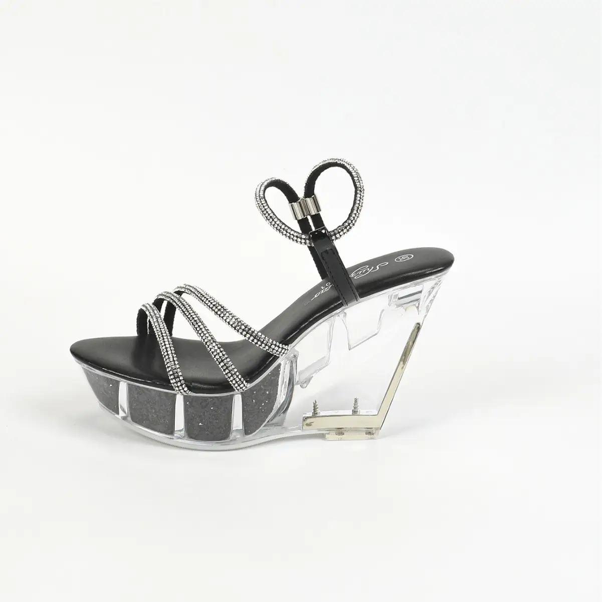 Womens Platform Sandals Rhinestone Slope Heel 11CM Nightclub High Heels Trendycatwalk Pole Dance Crystal Sole LFD11 product view