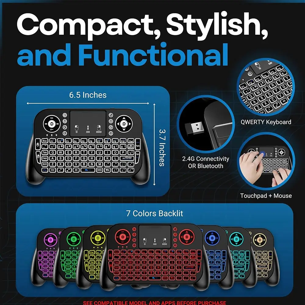V8 24G Bluetooth Mini Keyboard 7Color Backlit Air Mouse Touchpad for Android TV Box product view