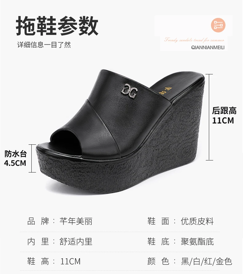 Designer Summer Ladies Slippers New Fashion Thick Sole Wedge Womens Sandals High Heel Sandal Open Toe Fish Mouth Shoes detail