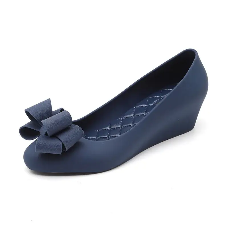 New Womens Fishmouth Matte Jelly Sandals PVC Material Waterproof Fashion Beach Shoes 5cm Heightening Slope Heel product view