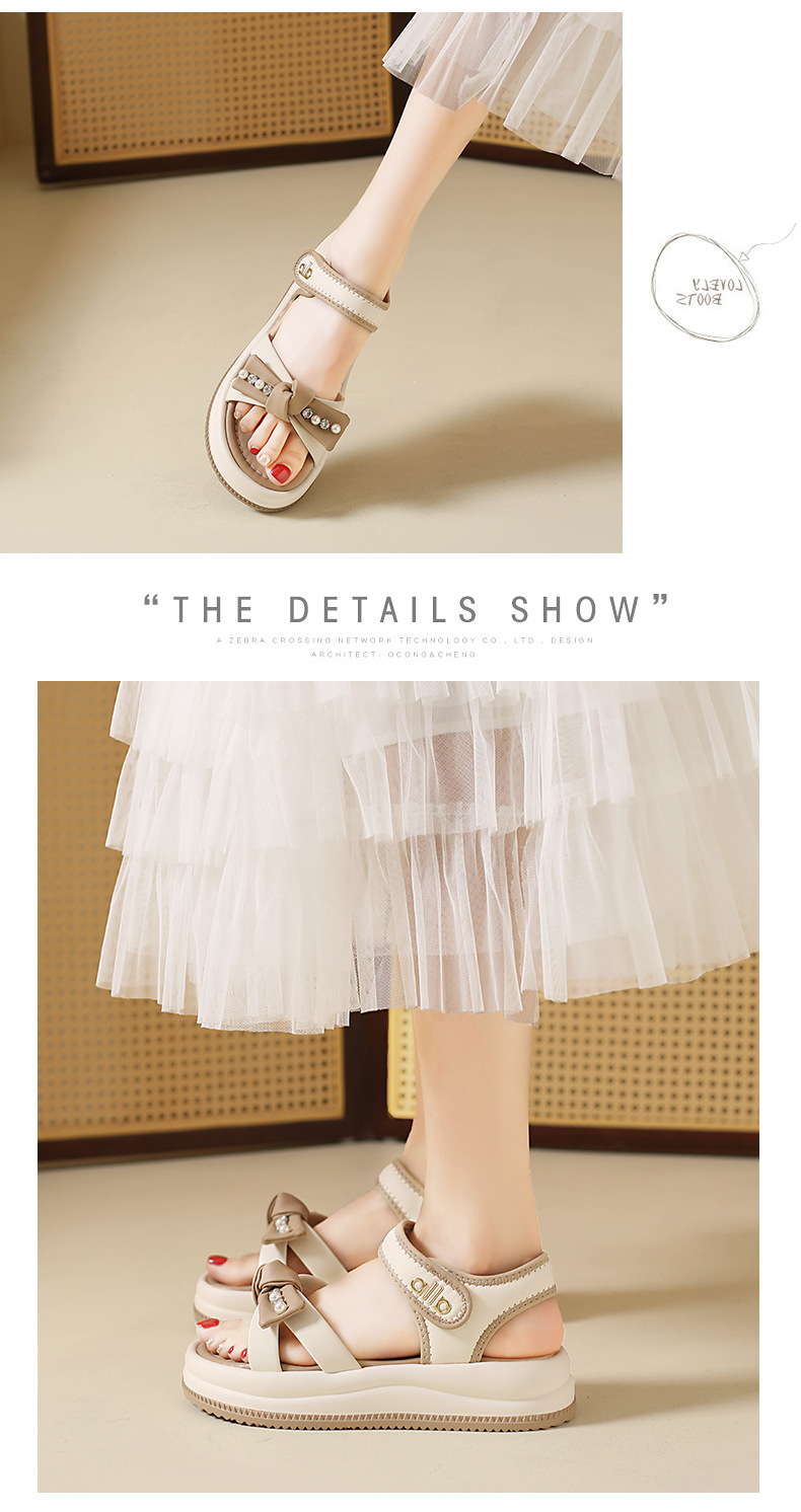 Soft Cushioned Platform Toe Casual Roman Sandals Women Summer Outdoor New Style Featuring Velcro Straps detail