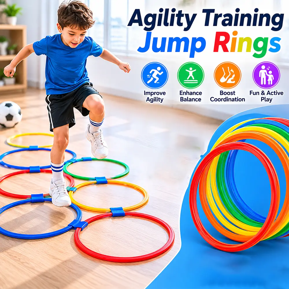 Hopscotch Jump Grid Ring Set Game Parent-Child Interactive Kindergarten Sensory Training Hoops Early Education Tactile Toy