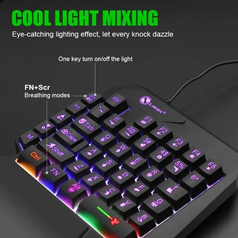 Mini One Handedly Keyboard USB Luminous Single Hand Keyboard 35 Keys Ultraslim Gaming Mechanical Keyboard Desktop PC detail