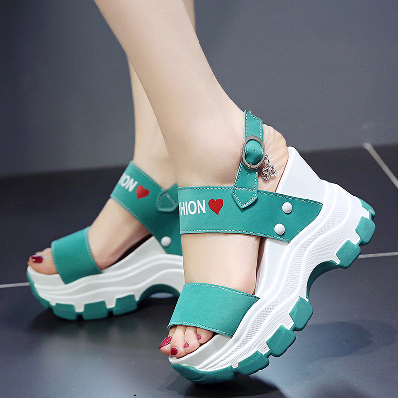 Comfortable Cool Open Toe Round Toe Ankle Hollow Gold Color Beautiful Printed Youth Girls Wedge Sandals for Women and Ladies detail
