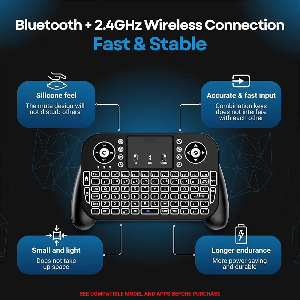 V8 24G Bluetooth Mini Keyboard 7Color Backlit Air Mouse Touchpad for Android TV Box product view