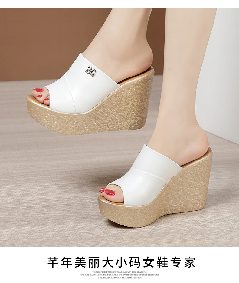 Designer Summer Ladies Slippers New Fashion Thick Sole Wedge Womens Sandals High Heel Sandal Open Toe Fish Mouth Shoes detail