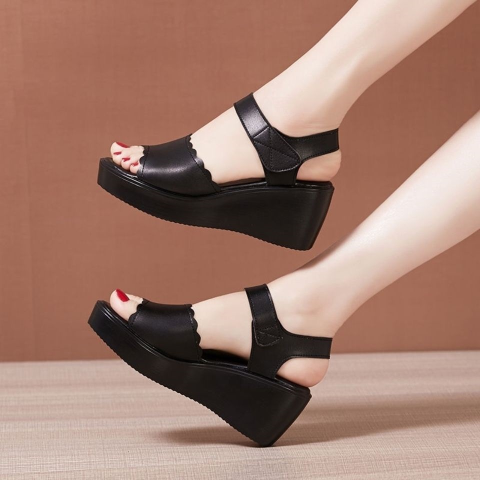 Summer New Platform Wedge Sandals Open Toe SlipOn Comfort Thick Bottom Fish Mouth PU Women detail