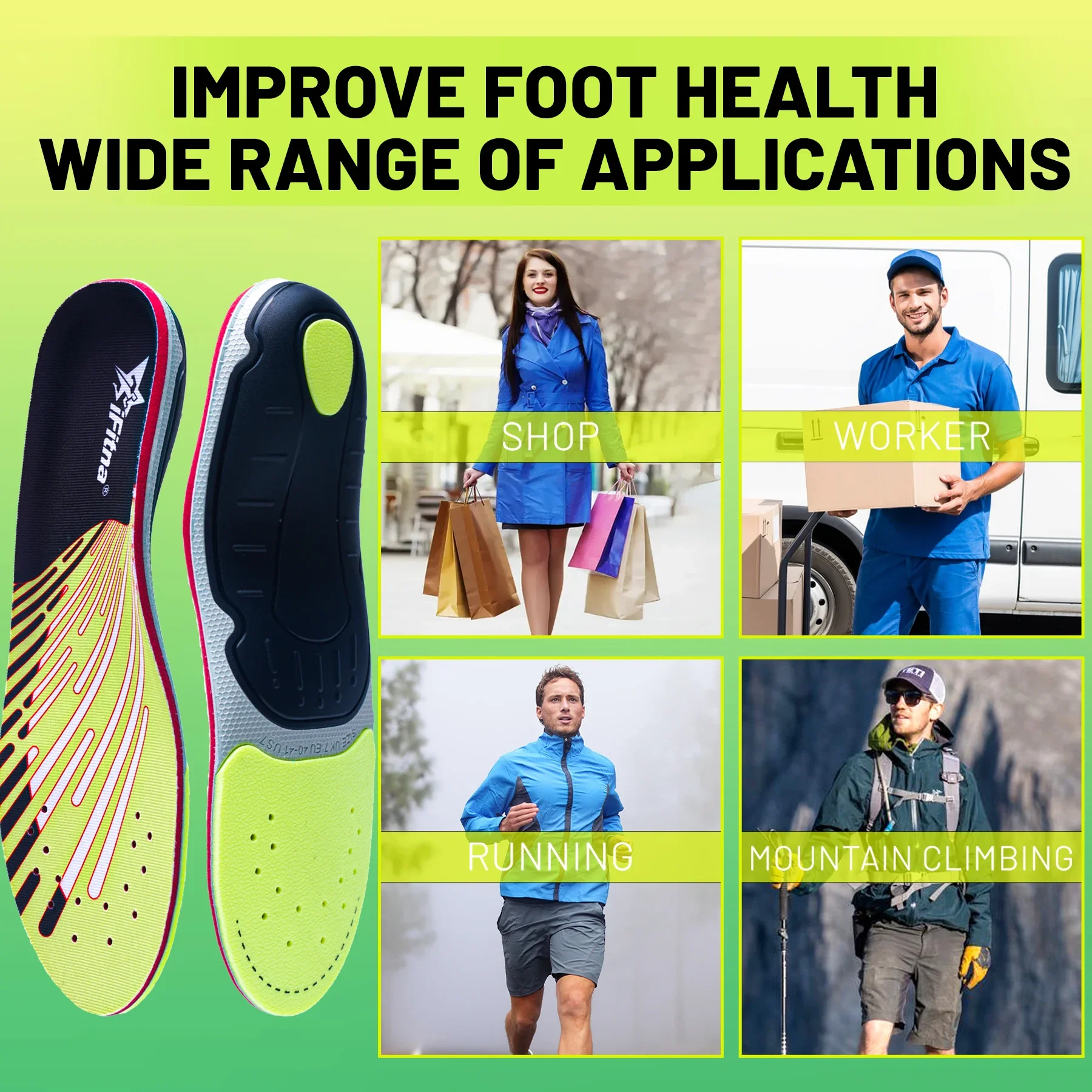 Arch Support Orthopedic Insoles Sneaker Plantar Fasciitis Orthotic Shoes Inserts Flat Feet Heel Pain Athletic Cushion Pad detail