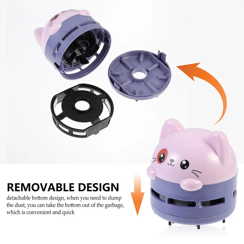 Mini Desktop Vacuum Cleaner Portable Cartoon Design Fast Cleaning Dust Eraser Residue Keyboard Table Cleaner Office Home Car Use product view