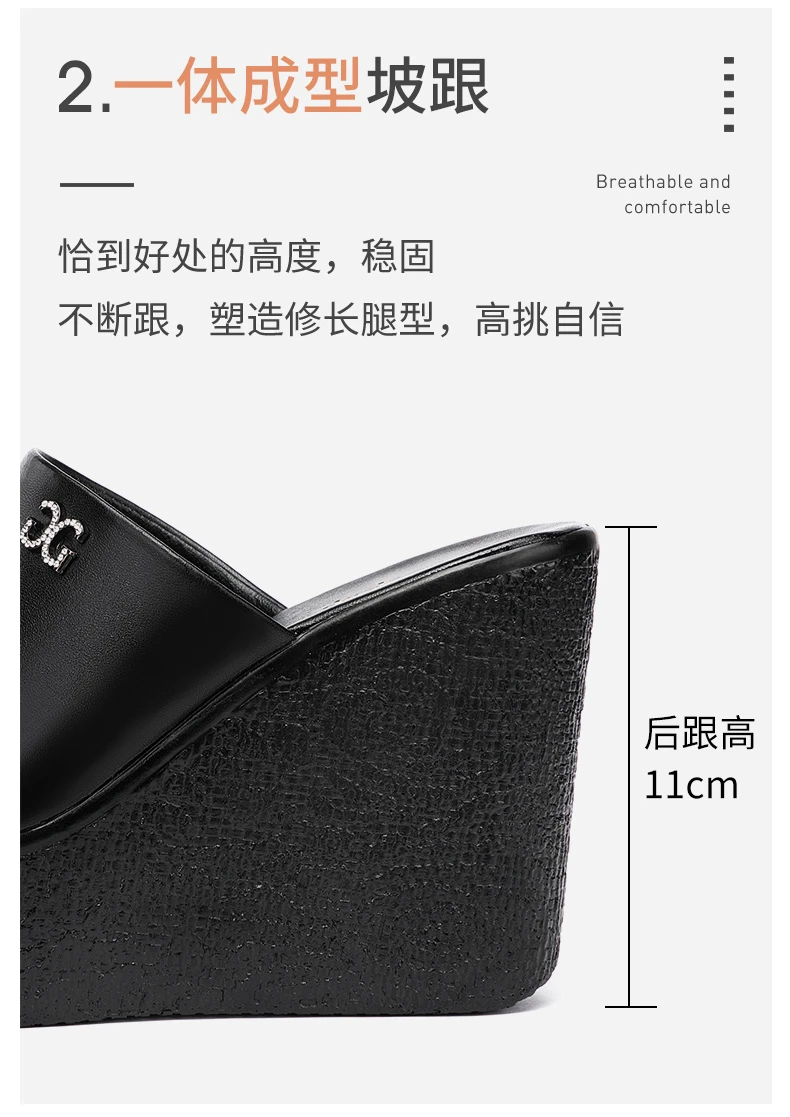 Designer Summer Ladies Slippers New Fashion Thick Sole Wedge Womens Sandals High Heel Sandal Open Toe Fish Mouth Shoes detail
