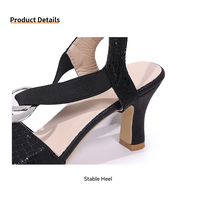 New Style Woman Shoes Sexy Luxury High Heels Sandals Ladies Shoes Water Drop Shoe Buckle PU Dshaped Slim Heel 65ccm JP034 detail