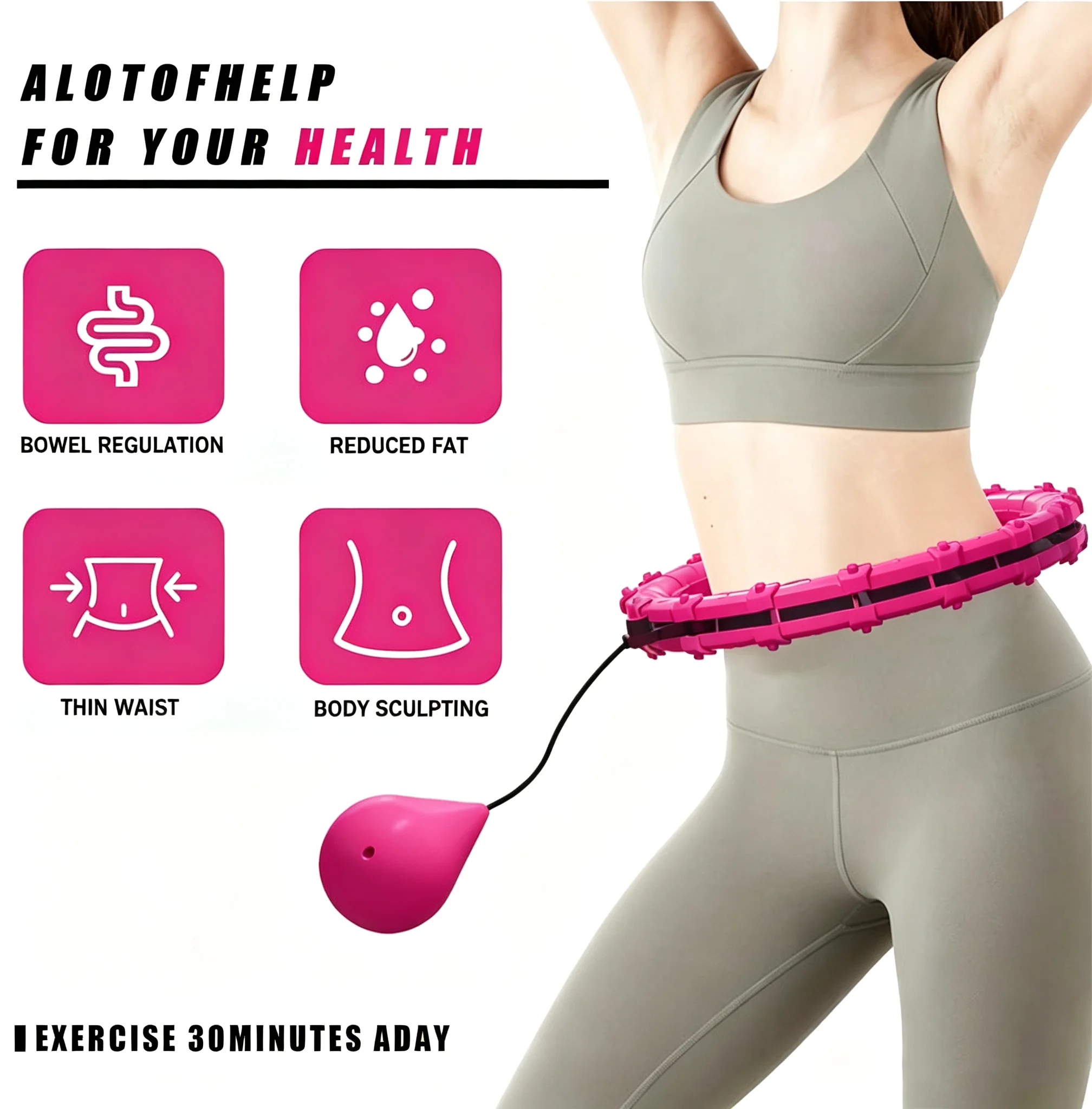 24 Adjustable Sport Hoops Thin Waist Exercise Detachable Massage Hoops Fitness Equipment Gym Home Training Weight Loss product view