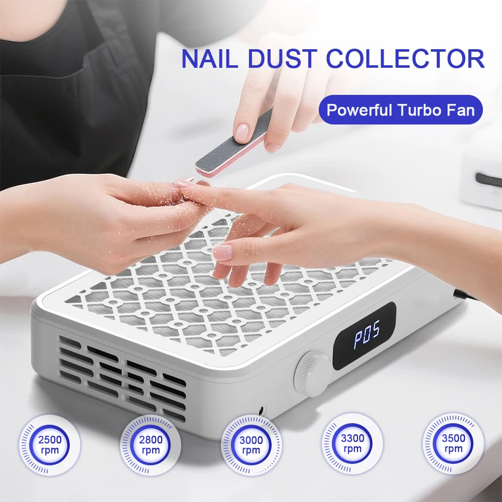 25002800300033003500rpm Speed Adjustable Brushless Nail Dust Extractor Powerful Twin Turbo Vacuum Nail Dust Collector detail