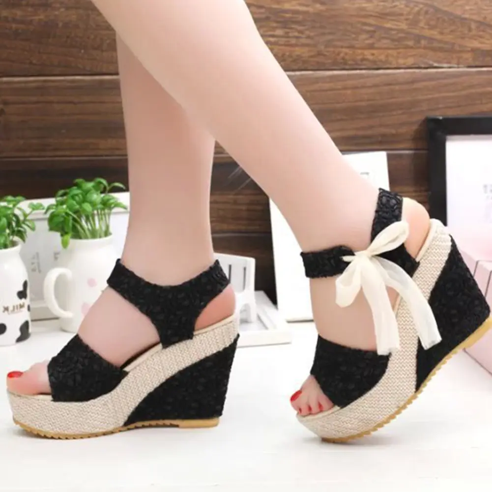 Summer Sandals Party Platform High Heels Shoes Woman Shoes Thick soled womens beach sandals with sloping heels product view