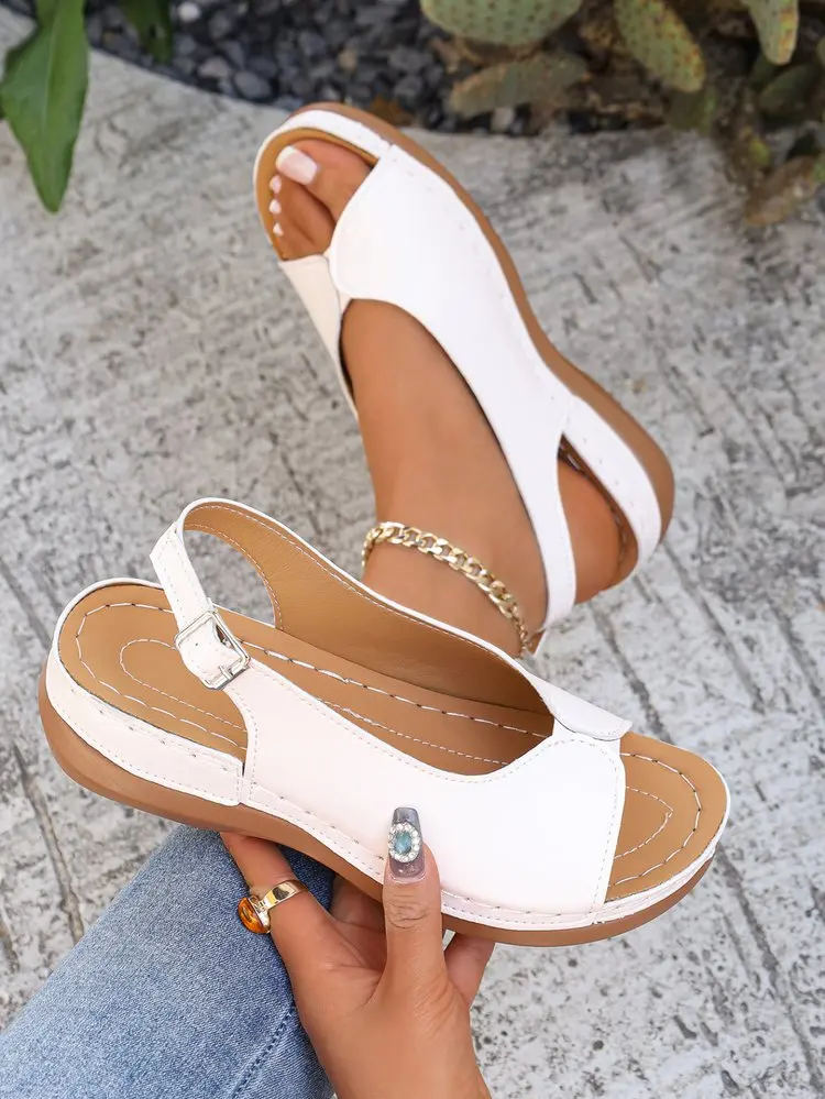Summer Hot Selling Comfortable Thick Bottom Fish Mouth Beach Casual Sandals for Women Fashion New Elegant Slope Heel Sandals detail