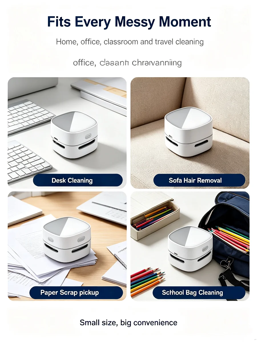 USB Mini Desktop Vacuum Cleaner Portable Table Dust Collector for Office Keyboard Hair Paper Ash Cleaning detail