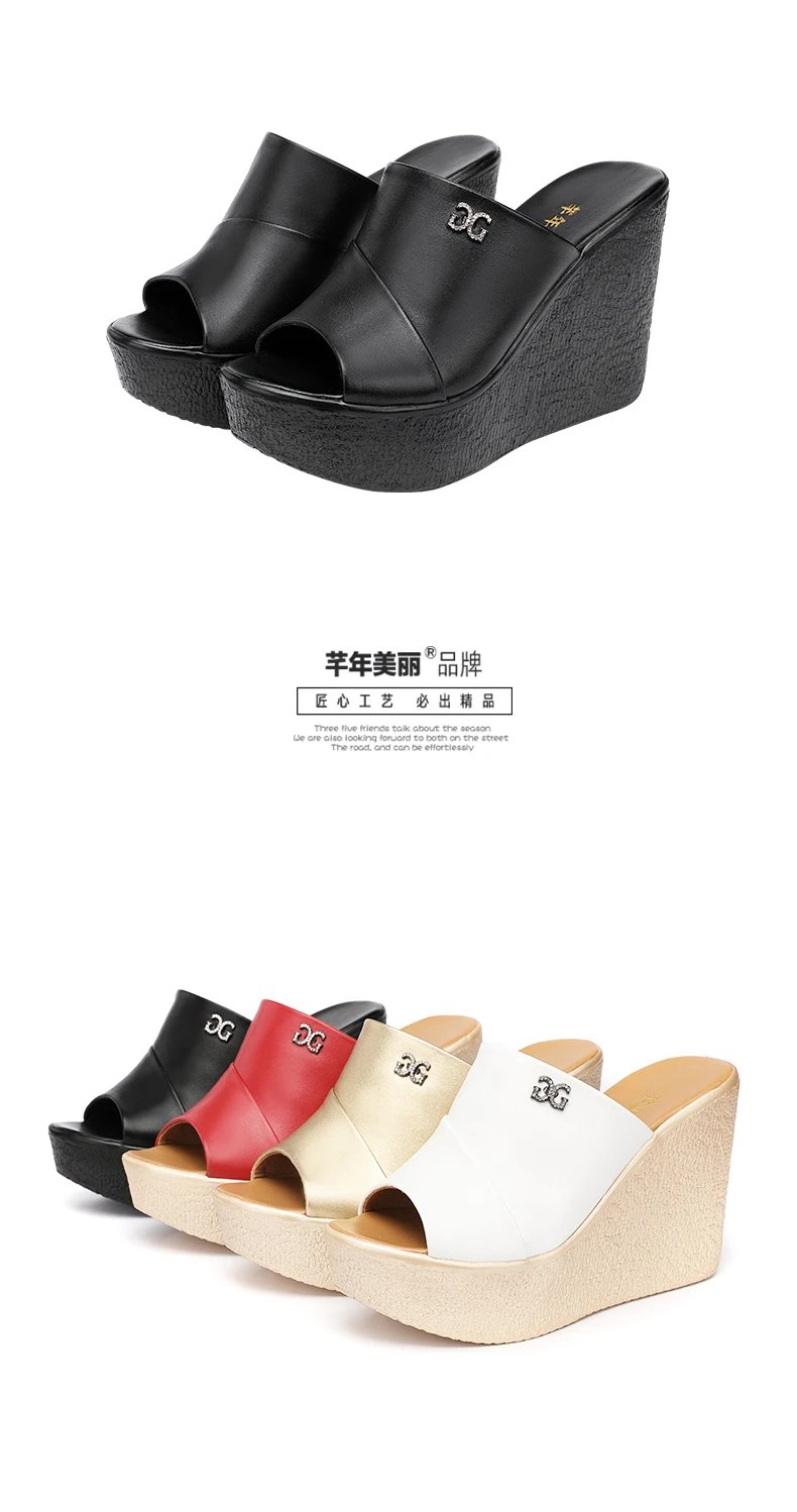 Designer Summer Ladies Slippers New Fashion Thick Sole Wedge Womens Sandals High Heel Sandal Open Toe Fish Mouth Shoes detail