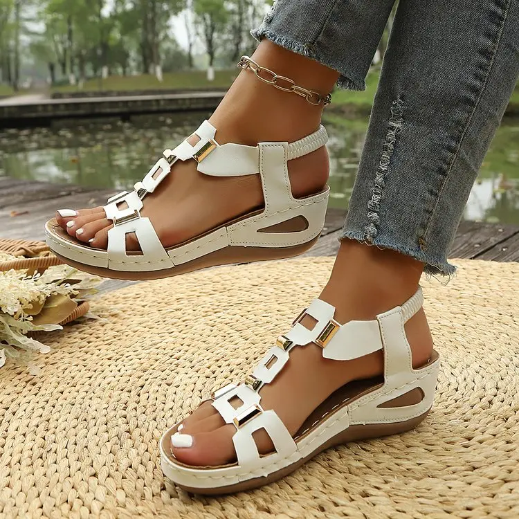 Fashion New Style Comfortable Slope Heel Beach Sandals Spring and Autumn Round Head Sexy and Elegant Casual Sandals for Womens detail