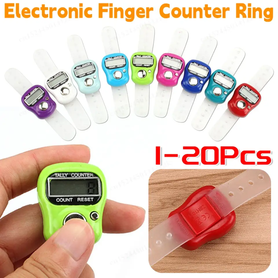 20pcs Finger Counter Ring 5 Digital LED Electronic Handheld Tally Counter Clicker Counter with Islamic Tasbih Bead product view