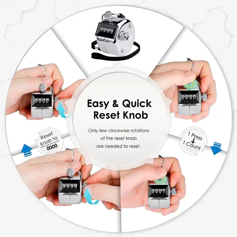 Metal Handheld Tally Counter 4Digit Number Count Clicker Counter Hand Mechanical Counters Clickers Pitch Counter for Coaching product view