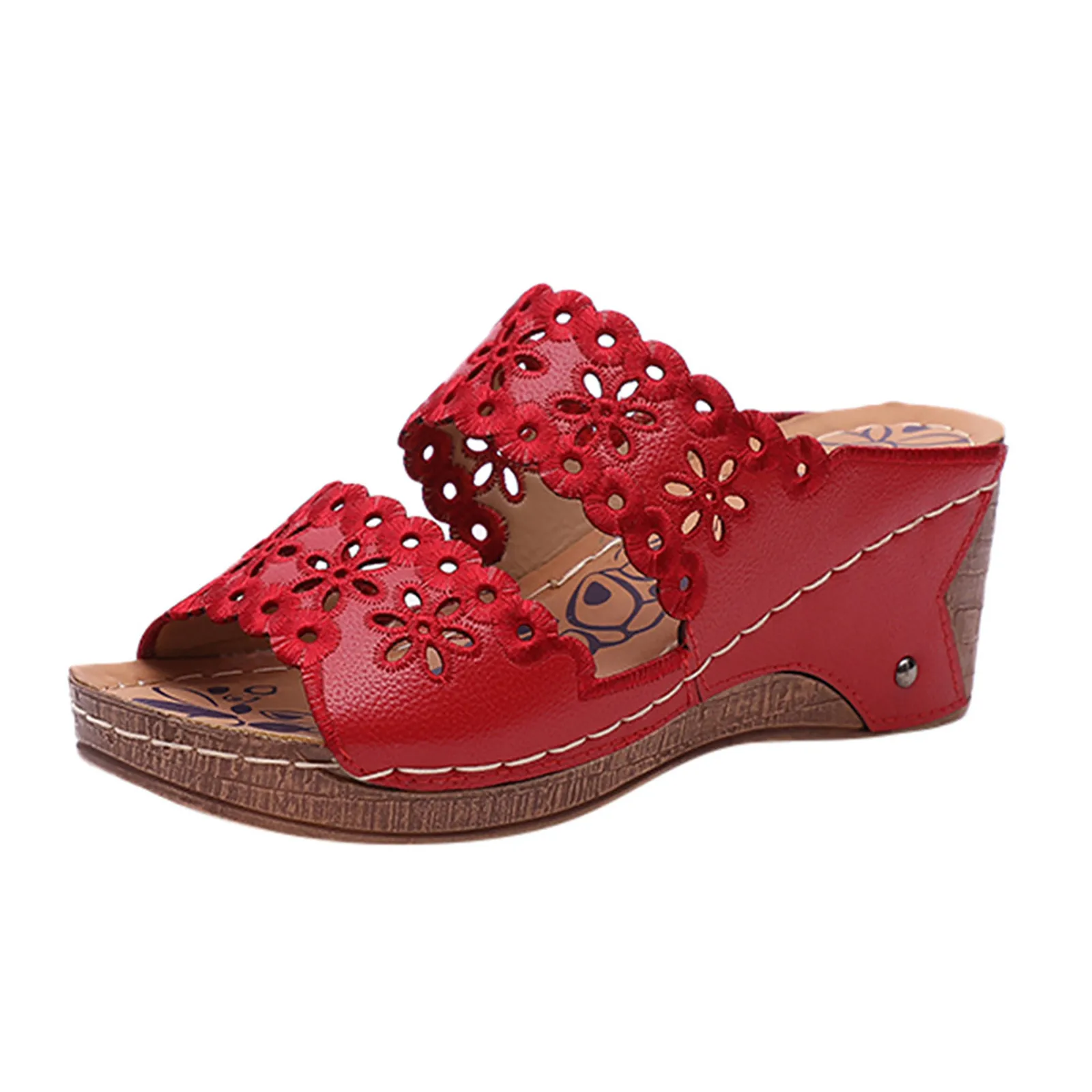 Casual Sandals Open Toe Wedges Women Solid Slip On Slope Heel Beach Shoes Slippers For Women Plus Size Breathable Summer Sandals detail